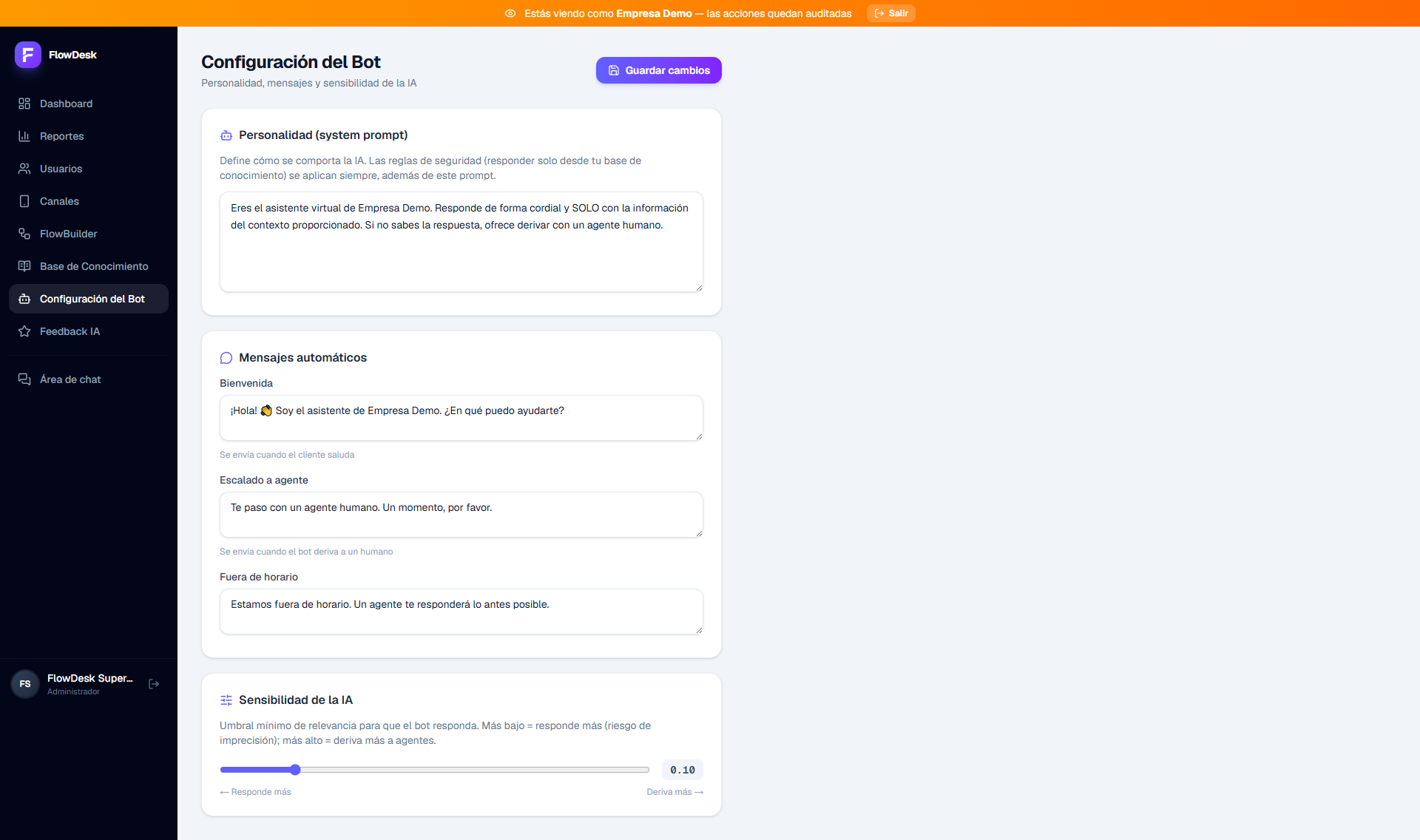 Bot de IA entrenado en tu negocio